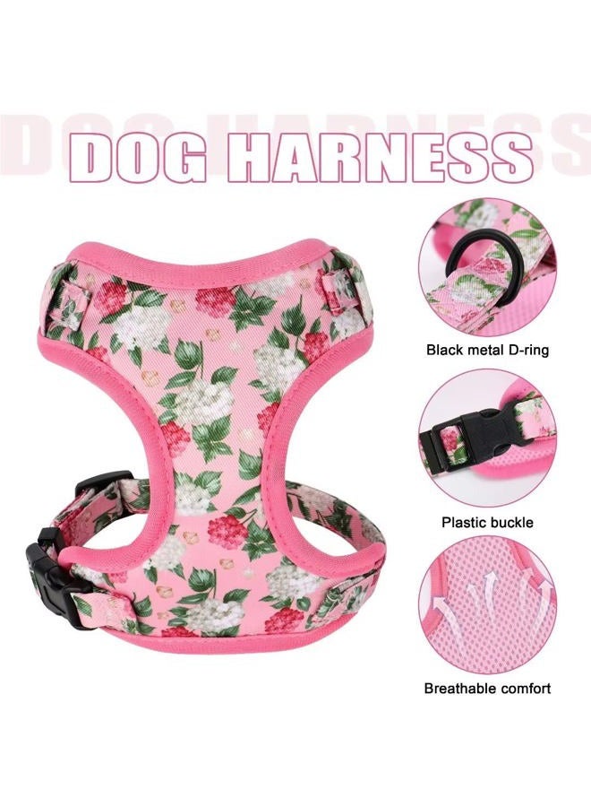 BEIRUI Cute Girl Dog Collars, Harnesses & Leashes Set - Adjustable Dog Collar and Leash Set with Flower - Soft Mesh Dog Vest Harness for Puppies Small & Extra Small Dogs Cats(Pink,XXS) - Image 3