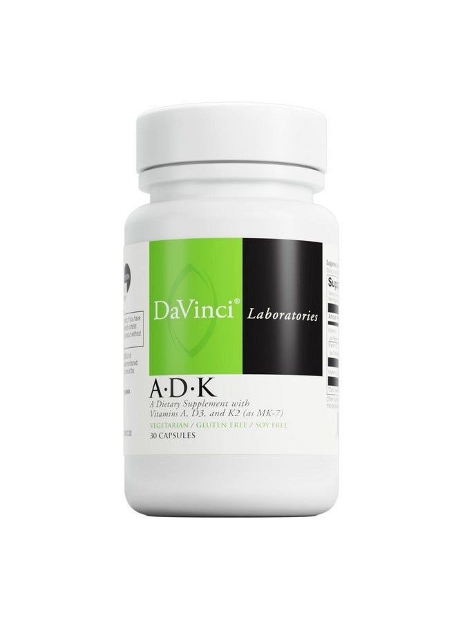 Davinci DAVINCI Labs ADK - Helps Support Bone, Heart & Immune Health* - Dietary Supplement with Vitamins A, D3 & K2 (as MK-7) - Vegetarian, Gluten Free & Soy Free - 30 Capsules  - Image 1