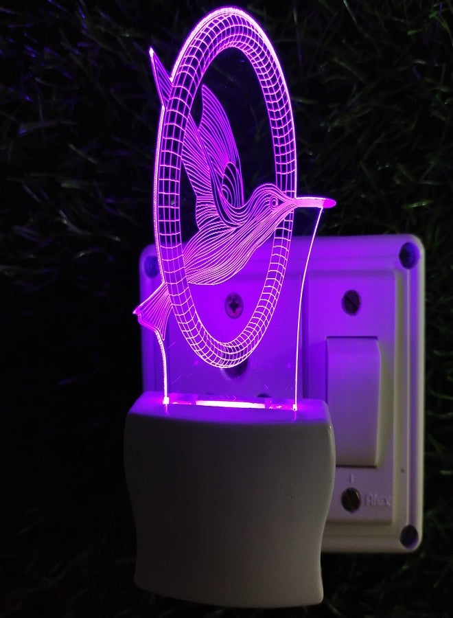 UKANI Flying Bird 3D Optical Illusion Acrylic Night Lamp, 7 Colors RGB Auto Colour Changing LED Plug and Play Night Light, Office Light, Best Gift - Pack of 1 (SD024,Multicolour, 3 Inch) - Image 4