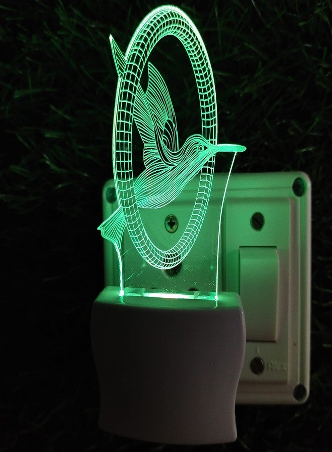 UKANI Flying Bird 3D Optical Illusion Acrylic Night Lamp, 7 Colors RGB Auto Colour Changing LED Plug and Play Night Light, Office Light, Best Gift - Pack of 1 (SD024,Multicolour, 3 Inch) - Image 3