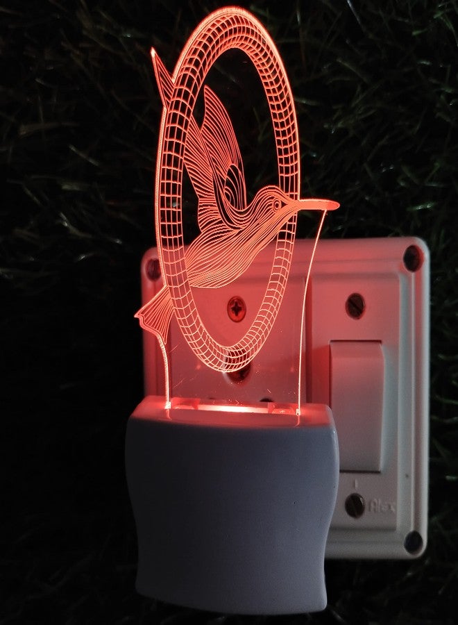 UKANI Flying Bird 3D Optical Illusion Acrylic Night Lamp, 7 Colors RGB Auto Colour Changing LED Plug and Play Night Light, Office Light, Best Gift - Pack of 1 (SD024,Multicolour, 3 Inch) - Image 5