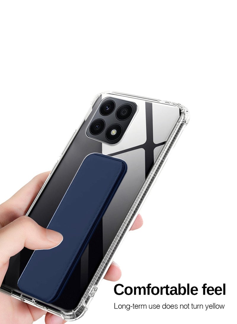 Techie Magnetic Handgrip Case Cover with Shockproof Airbag for  Honor X8a – Clear / Navy Blue - Image 2
