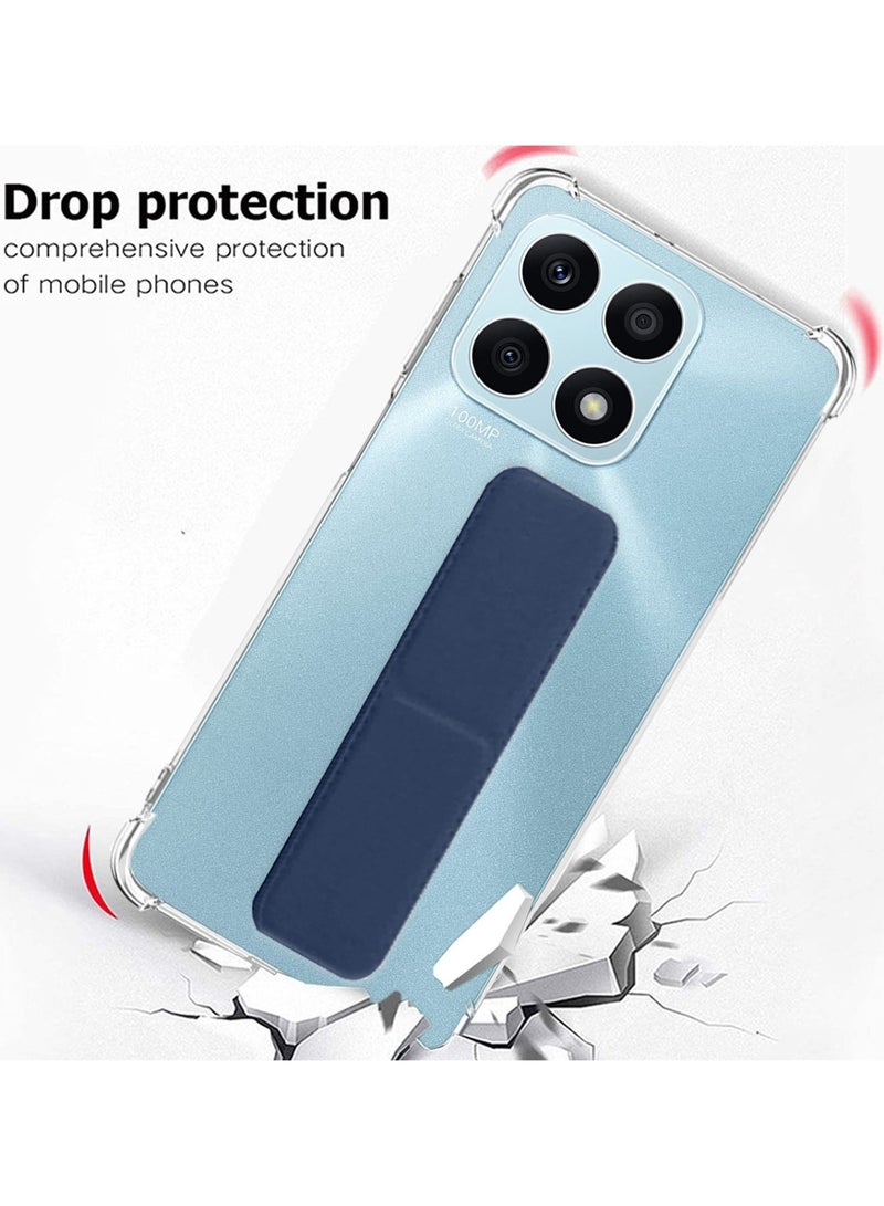 Techie Magnetic Handgrip Case Cover with Shockproof Airbag for  Honor X8a – Clear / Navy Blue - Image 3