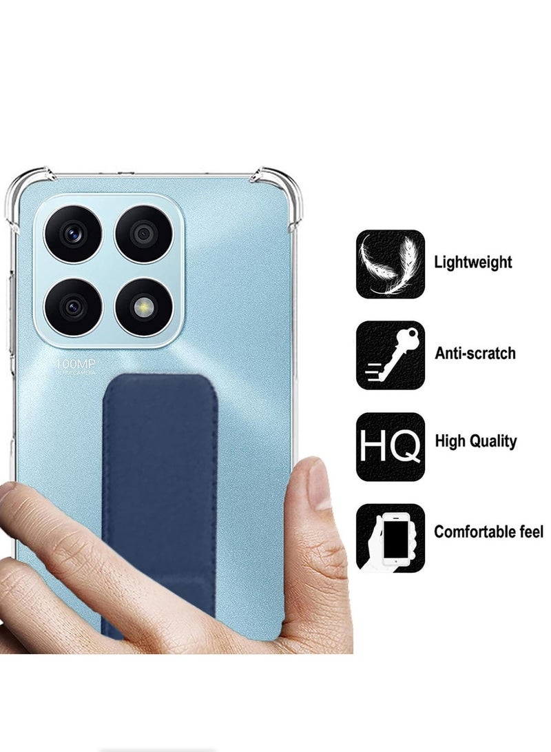 Techie Magnetic Handgrip Case Cover with Shockproof Airbag for  Honor X8a – Clear / Navy Blue - Image 4