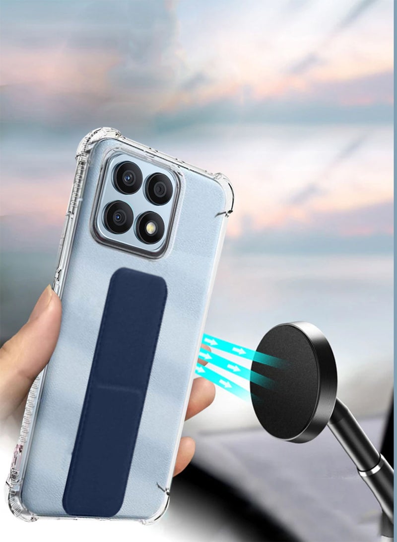Techie Magnetic Handgrip Case Cover with Shockproof Airbag for  Honor X8a – Clear / Navy Blue - Image 5