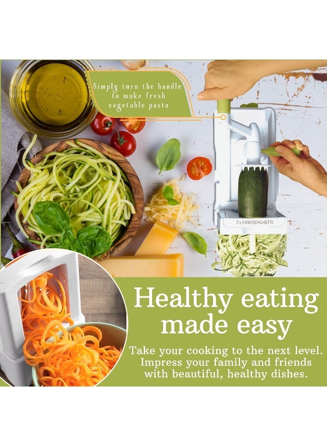Brieftons 10-Blade Spiralizer: Strongest-and-Heaviest Vegetable Spiral Slicer, Best Veggie Pasta Spaghetti Maker for Low Carb/Paleo/Gluten-Free, with Blade Caddy, Container, Lid & 4 Recipe Ebooks - Image 2