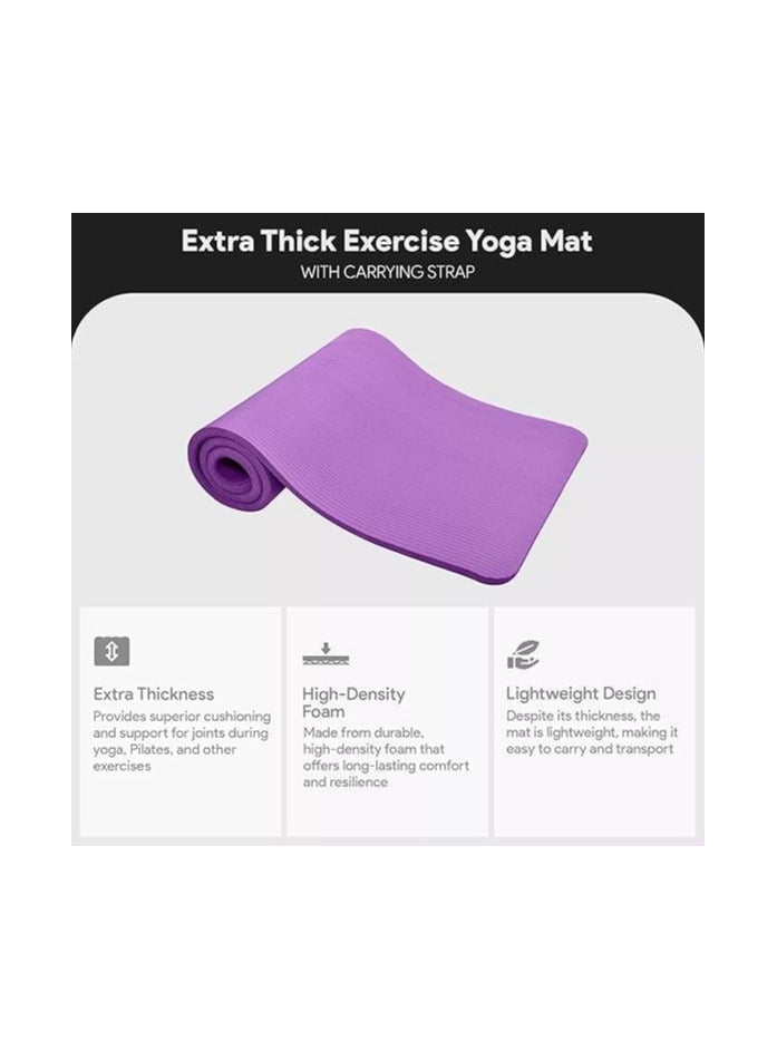 Generic Premium Yoga Mat Extra Thick 15mm - High Density Non-Slip Exercise Mat for Yoga, Pilates, Home & Gym Workouts  - Image 3