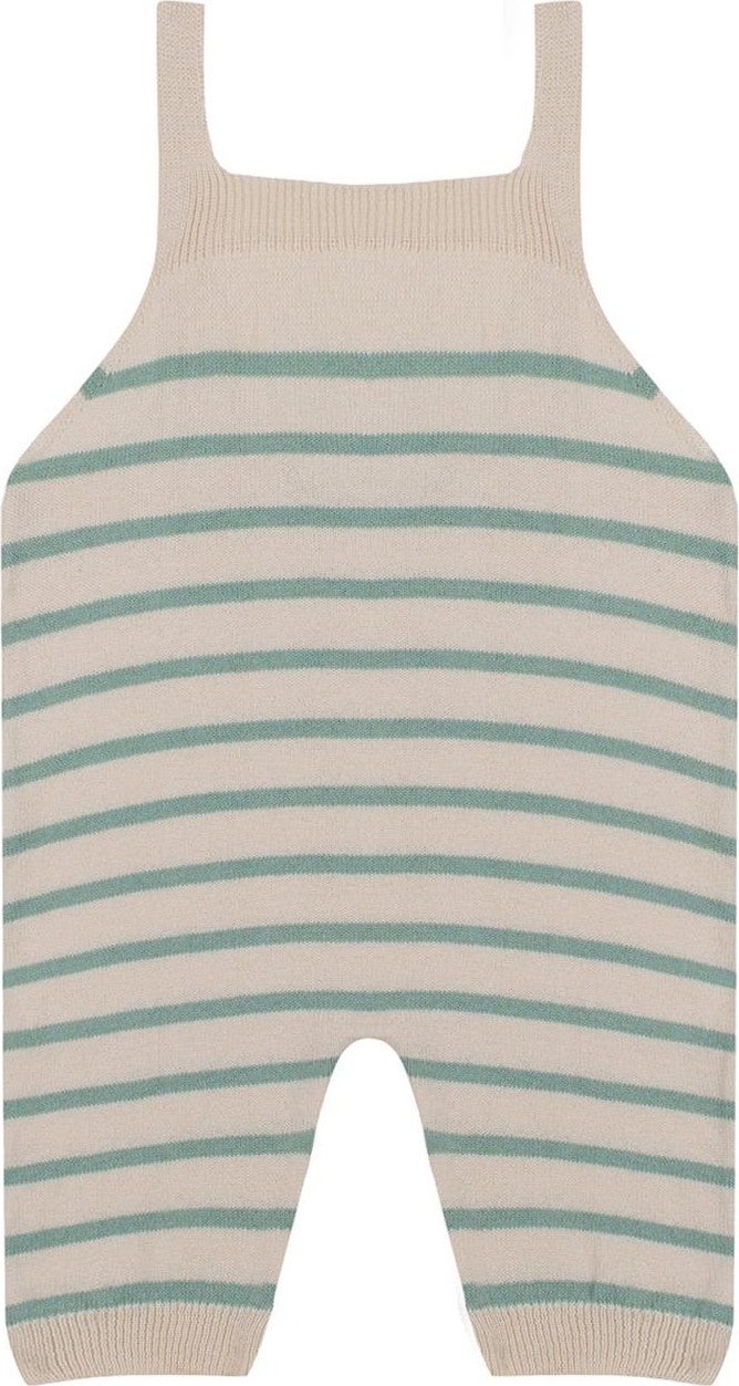 Antebies Mint Beige Striped Knitted Overalls  - Image 1