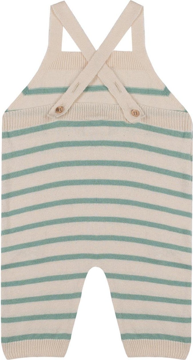 Antebies Mint Beige Striped Knitted Overalls  - Image 2