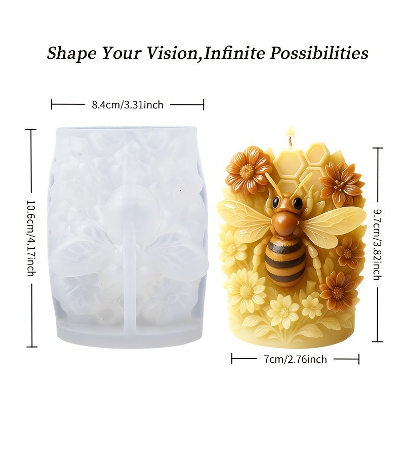 Bee Hive Resin Casting Mold 3D Natural Shape With Flowers And Bees Realistic Detail For Candle Plaster Craft - Image 4