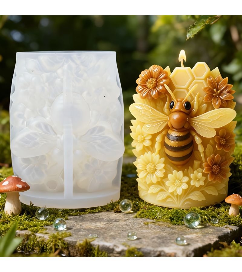 Bee Hive Resin Casting Mold 3D Natural Shape With Flowers And Bees Realistic Detail For Candle Plaster Craft - Image 3