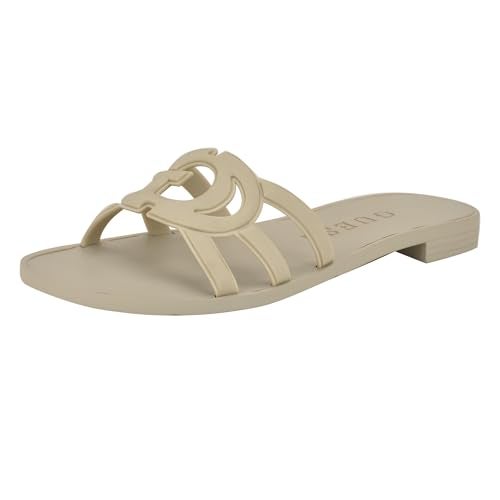 Guess Women's ELYHO Flat Sandal, Ivory 150, 9 - Image 1