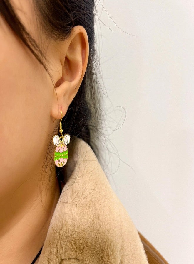 ZMANYIJEW 12 Pairs Valentines Day Earrings St Patricks Day Easter Earrings Set for Women Cute Clover Hat Egg Bunny Heart Drop Dangle Earrings Jewelry Set Holiday Gifts,Metal Enamel Holiday Earrings for Women - Image 5
