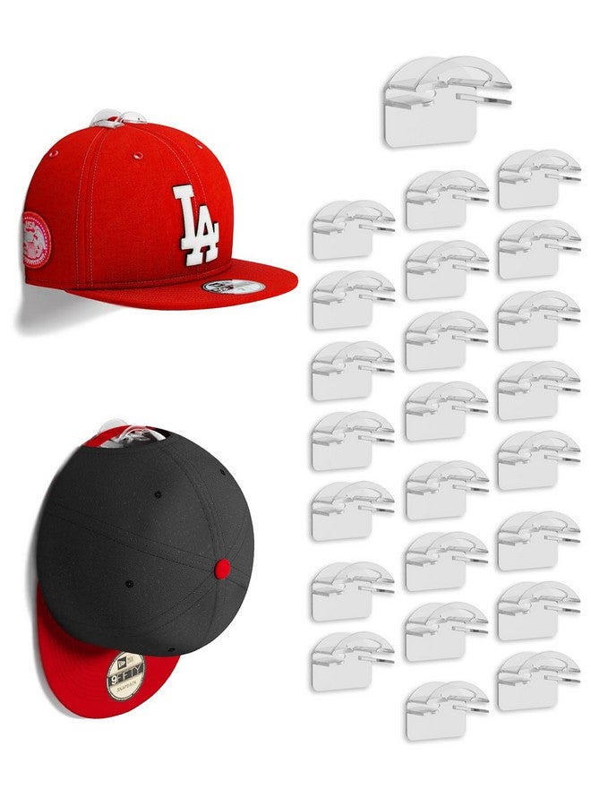 MSKEI MSKEI Hat Hooks for Baseball Cap - Adhesive Hat Racks and Display Ball Caps Holder, 2 Different Ways Hat Wall Hanger, Hat Organizer (Transparent, 24 pack)  - Image 1