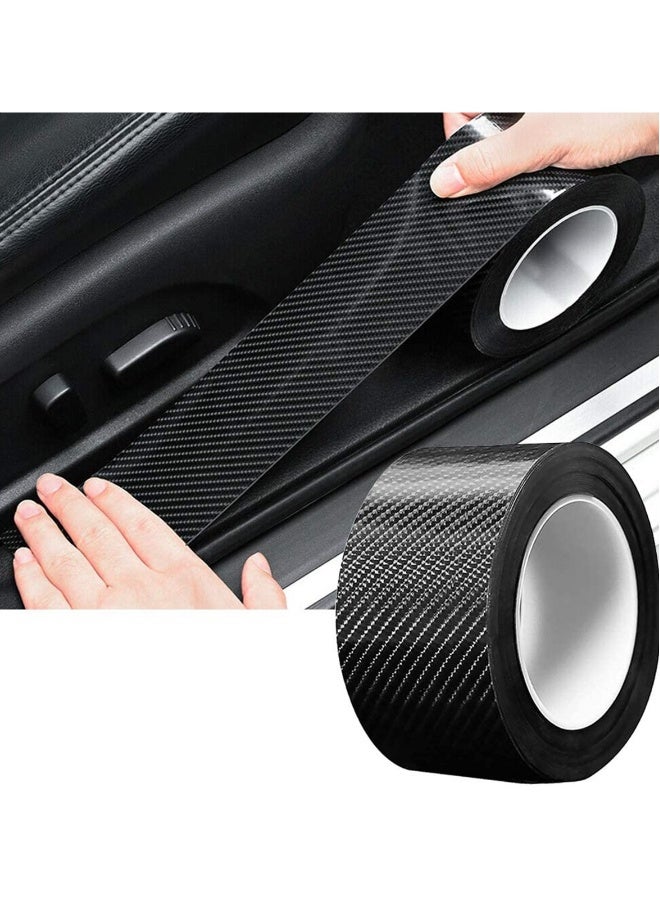Car Door Edge Guards, Scratch Cover Sill Protector Bumper Protector 5D Carbon Fiber Car Wrap Film Automotive Self-Adhesive Anti-Collision Film Fits for Most Cars (1.2In x 33Ft, Black) - Image 1
