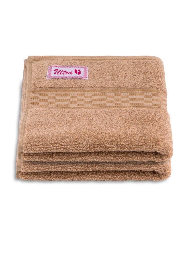 BYFT Home Ultra (Beige) Premium Cotton Hand Towel (50 X 90 Cm-Set Of 2) Highly Absorbent, High Quality Bath Linen With Checkered Dobby 550 Gsm - Image 2