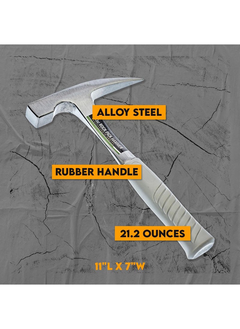 SE SE 22-OZ Rock Pick Tip, 11-inch Steel Geologist Masonry Single Piece Drop Forged Hammer, 2lbs  - Image 5