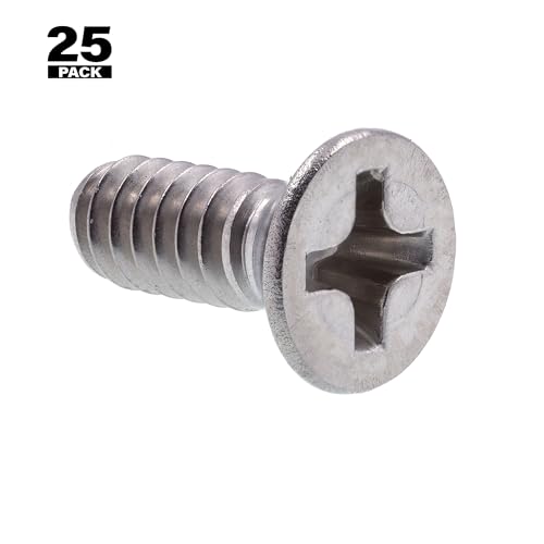 Prime-Line براغي ماكينة Prime-Line 9000496، رأس مسطح، قيادة فيليبس، #6-32 × 3/8 بوصة، درجة 18-8 (25 عبوة) - Image 3