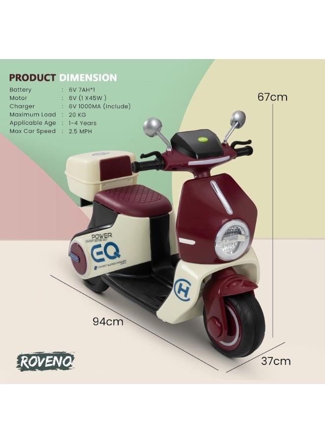 ROVENO Electric Ride On Bike for Kids 1-3 Years, Battery Operated Baby Motorbike Toy with Music & LED Lights, Rechargeable Kids Bike for Boys & Girls | Brown - Image 3