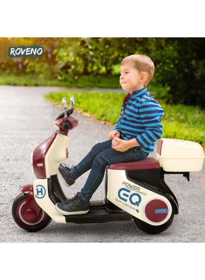 ROVENO Electric Ride On Bike for Kids 1-3 Years, Battery Operated Baby Motorbike Toy with Music & LED Lights, Rechargeable Kids Bike for Boys & Girls | Brown - Image 2