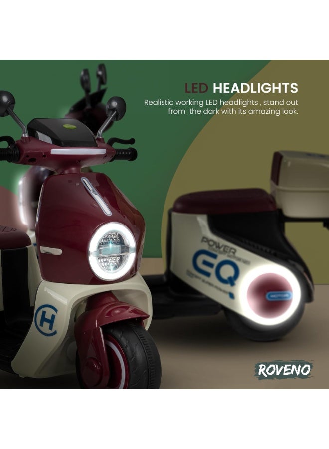 ROVENO Electric Ride On Bike for Kids 1-3 Years, Battery Operated Baby Motorbike Toy with Music & LED Lights, Rechargeable Kids Bike for Boys & Girls | Brown - Image 4