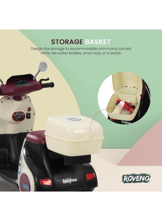 ROVENO Electric Ride On Bike for Kids 1-3 Years, Battery Operated Baby Motorbike Toy with Music & LED Lights, Rechargeable Kids Bike for Boys & Girls | Brown - Image 5