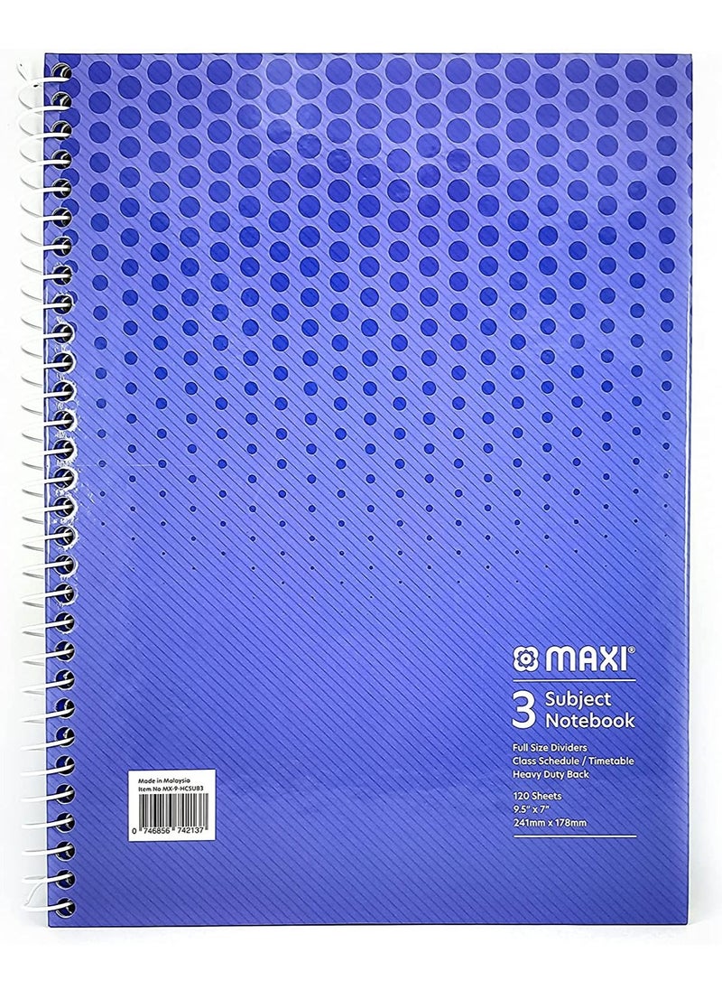 Maxi 120-Sheet B5 Size Hard Cover 3-Subject Notebook Multicolour  - Image 1