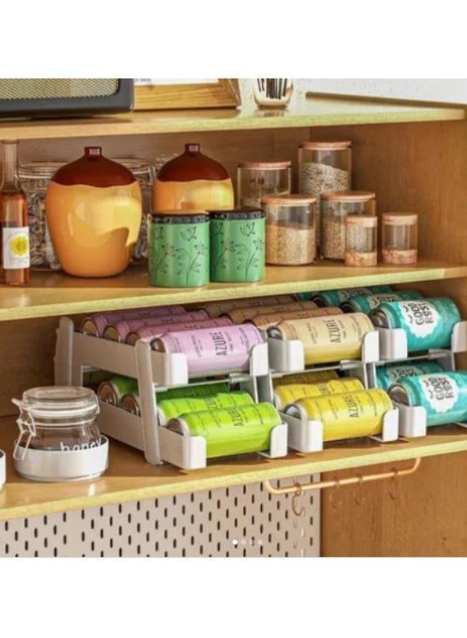 زوبا منظم علب الصودا الذكي –وداعًا لفوضى الثلاجة – منظم علب المشروبات العصري حل عملي يجمع بين الأناقة والتنظيم وتوفير المساحة ثنائية الطبقات - قطعه واحدة - Image 4