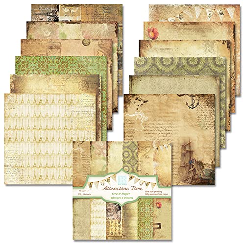 iKammo Vintage Scrapbook Paper Aesthetic Patterned Paper 121224 Sheets DoubleSided Old Decoupage Journaling Papers Pad for Holiday Cardmaking DIY Origami Decorative Craft Papers - Image 1