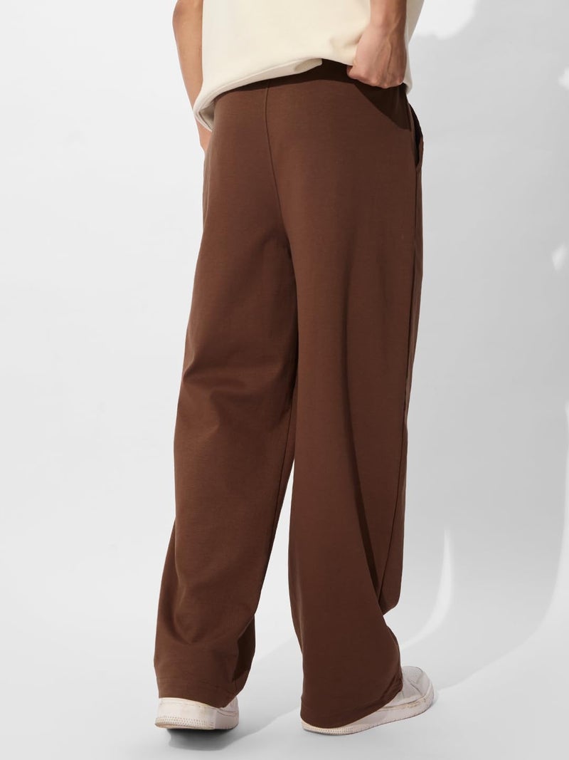 The Souled Store Tan Brown Men and Boys Cotton Blend Loose Fit Korean Joggers - Image 4