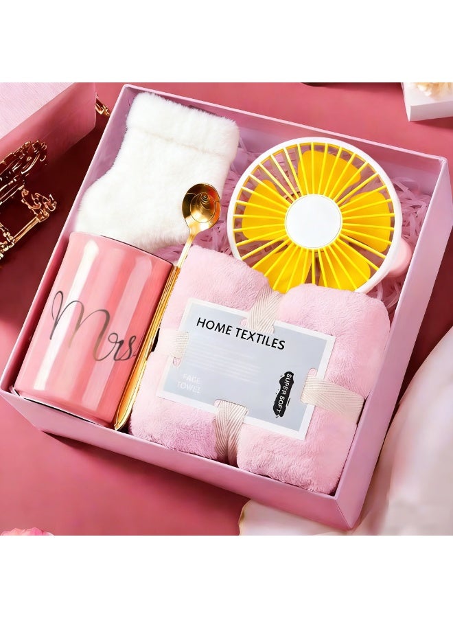 Plman 7 Pcs Gifts Basket for Women - Valentine's Day,Birthday Gift Box Set Inspirational Gift for Women Friendship,Friend Gifts for Women Romantic Pink Home Decor, Ideal Ramadan Eid Valentine’s Day Birthday Wedding Gift for Her, Party Souvenir - Image 4