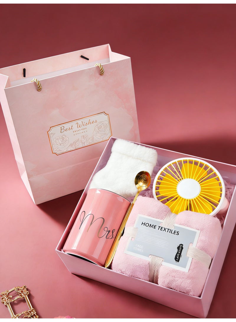 Plman 7 Pcs Gifts Basket for Women - Valentine's Day,Birthday Gift Box Set Inspirational Gift for Women Friendship,Friend Gifts for Women Romantic Pink Home Decor, Ideal Ramadan Eid Valentine’s Day Birthday Wedding Gift for Her, Party Souvenir - Image 3