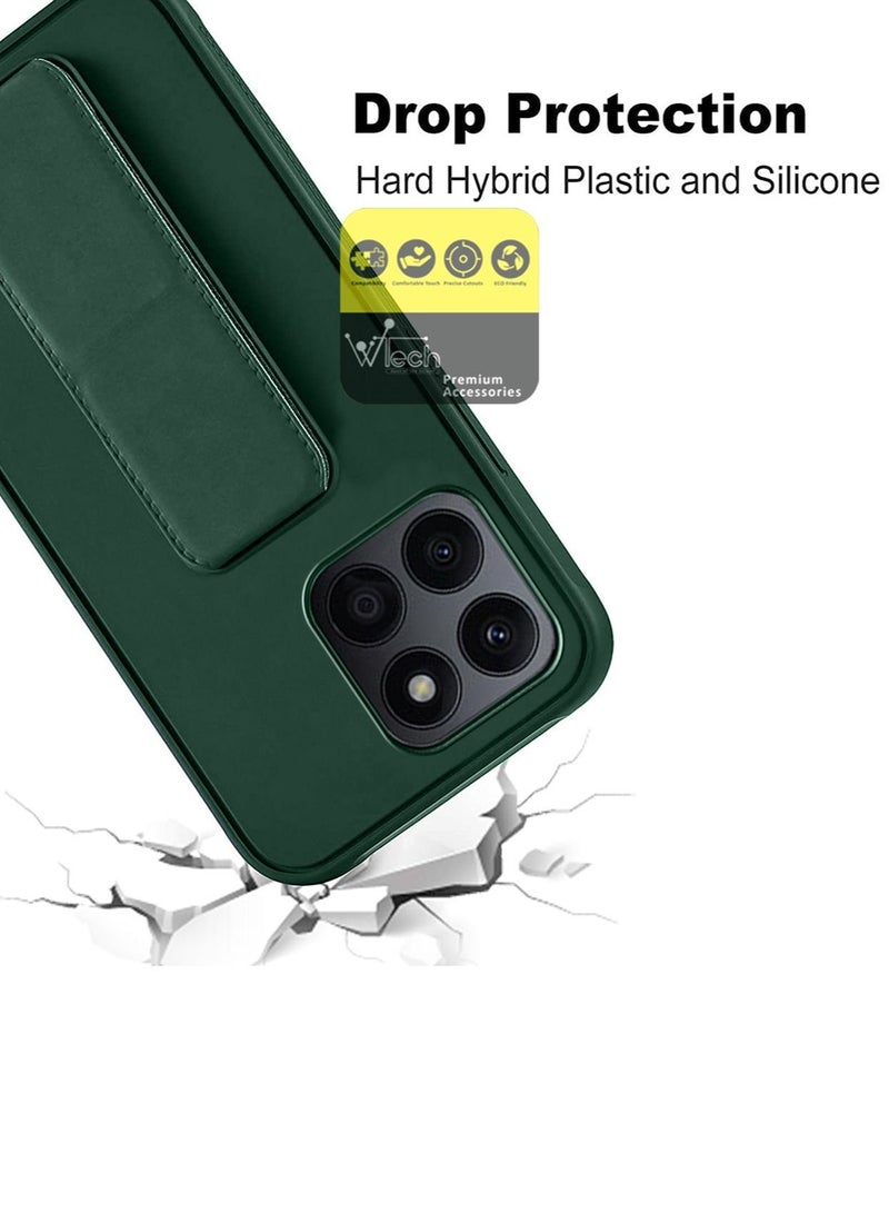 Wtech PU Leather Hand Strap Grip And Magnetic Holder Car Mount Case Cover For Honor X8 5G / Honor 6X 2022 Dark Green - Image 3
