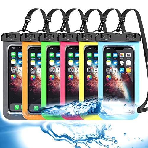 Famoby Up to 7.5" 6 Pack Multicolor Universal Waterproof Phone Pouch, Phone Waterproof Case Dry Bag,Protection Level: IP68,Outdoor Sports for Apple iPhone,Samsung,and More - Image 1