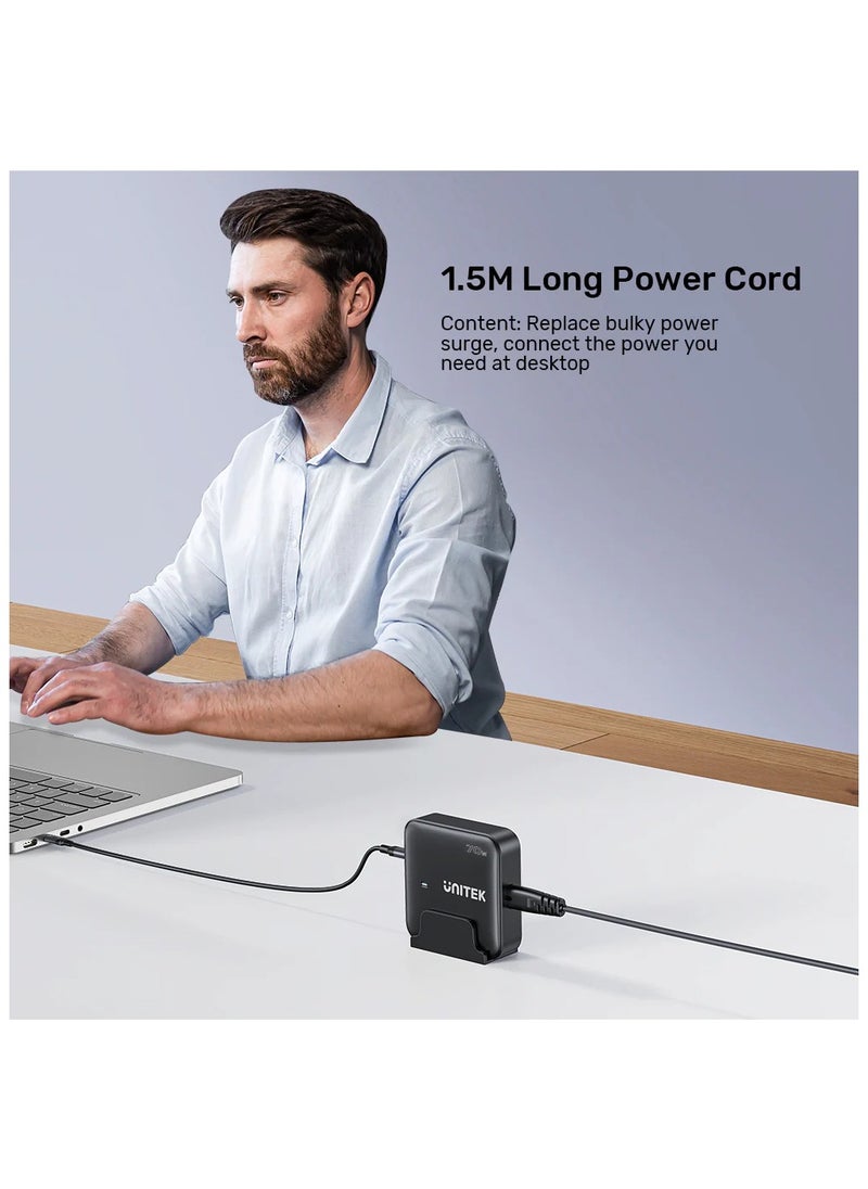 UNITEK Unitek P1228AWH01-UK Slim Compact Charging Station 70W ( 4-in-1 Desktop GaN Charger (2*USB-C PD + 2*USB-A QC3.0), with 1.5M Power Cord.  - Image 3