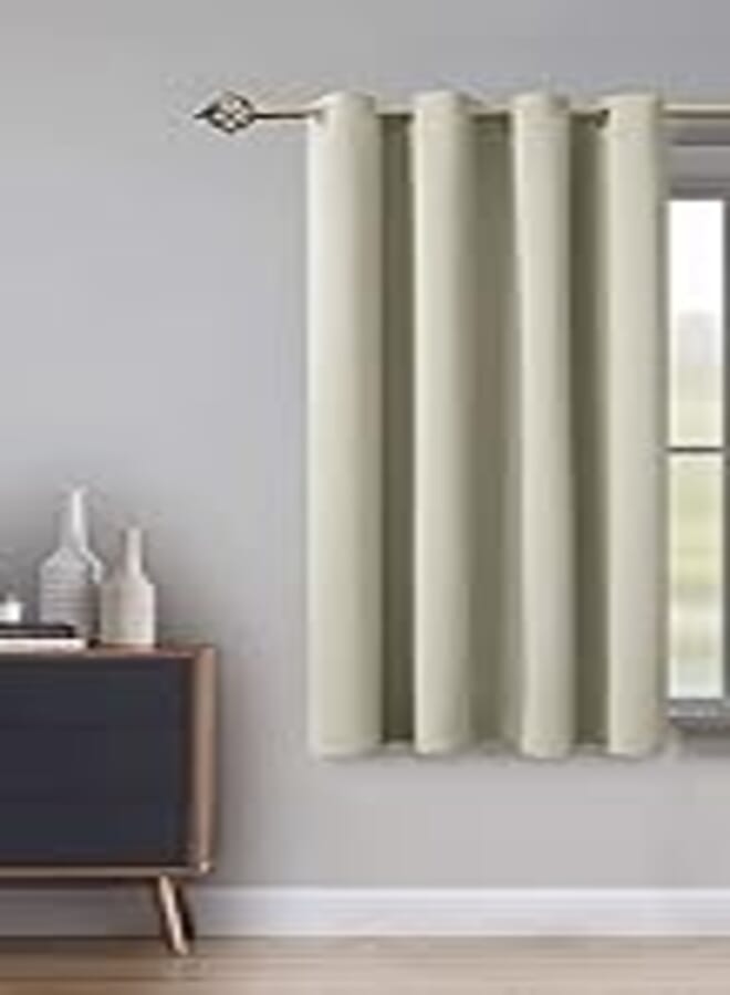 Cartela Curtains Cartela Thermal Insulated Blackout Grommet Curtains for Living Room (Beige, 132 x 160cm) 