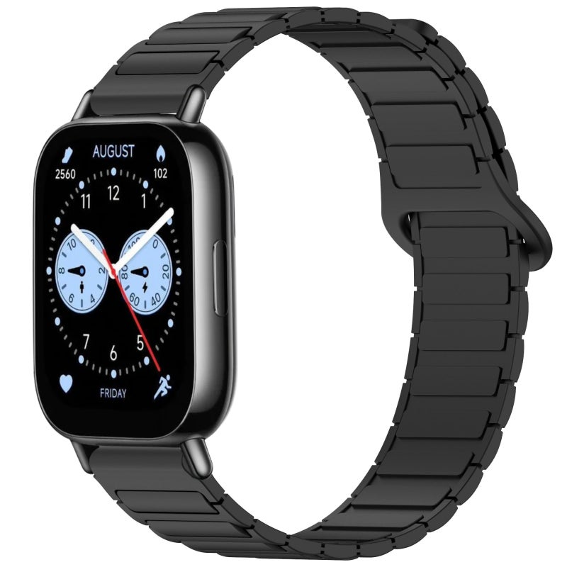 erorex For Redmi Watch 5 Lite Two Color Magnetic Buckle Silicone Watch Band(Black) - Image 1