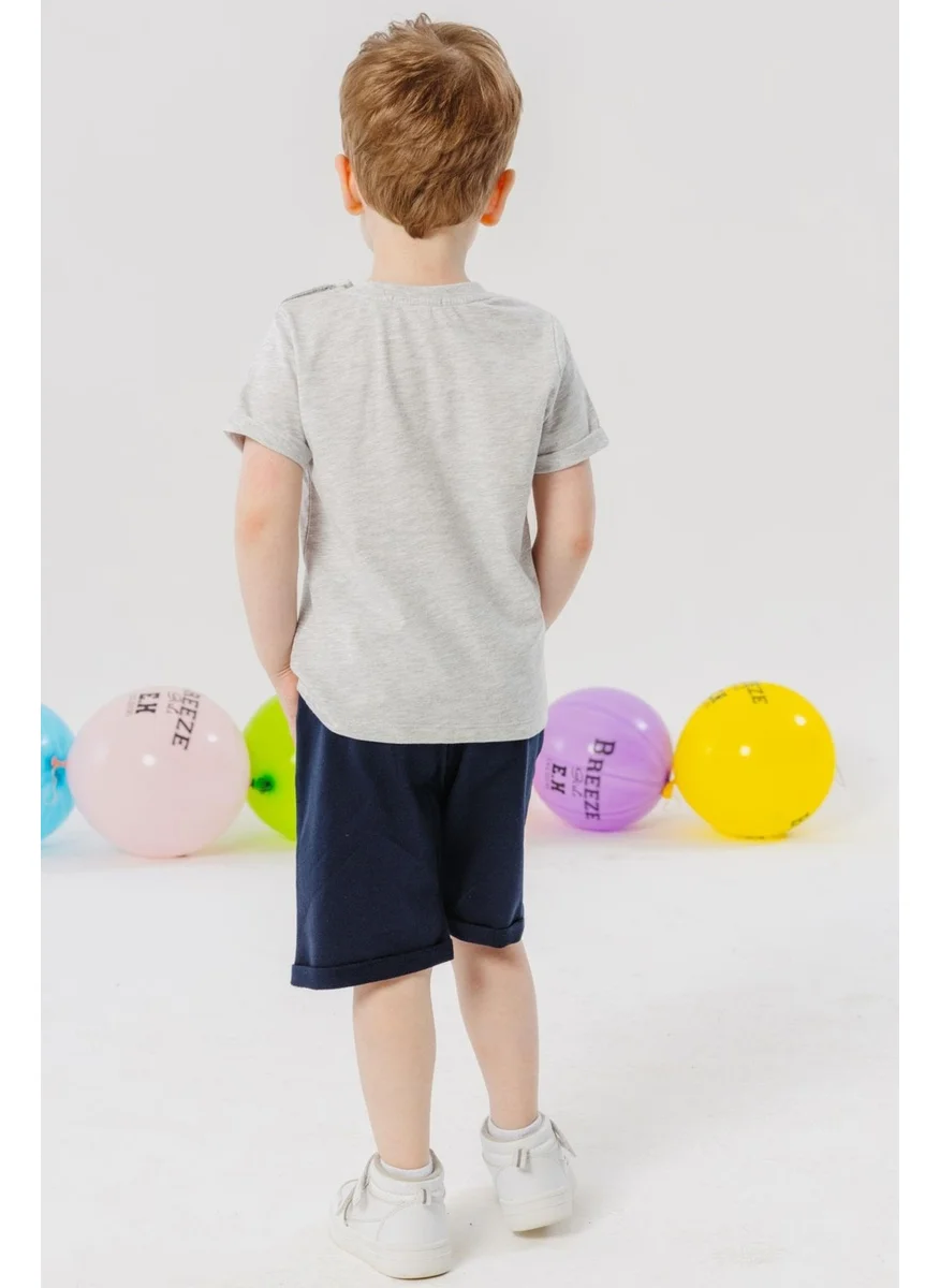 بريز Boy Shorts Set Playtime Happy Animals Printed 1-4 Years, Light Gray Melange