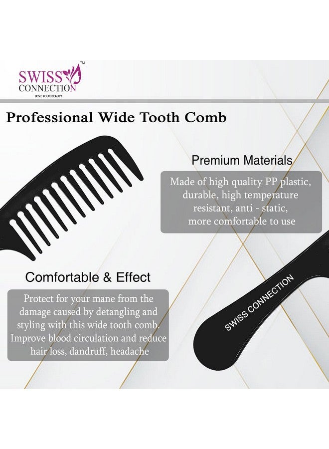 Swiss Connection Large Wide-Tooth with Narrow-Tooth | Smooth Rounded Professional Wide Comb, Tail Comb, Dresser Hair Comb Styling Comb - Perfectly Grade for Men and Women Pack of 2 - Image 3