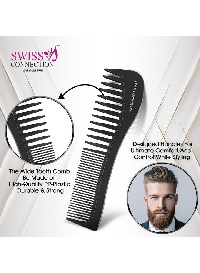 Swiss Connection Large Wide-Tooth with Narrow-Tooth | Smooth Rounded Professional Wide Comb, Tail Comb, Dresser Hair Comb Styling Comb - Perfectly Grade for Men and Women Pack of 2 - Image 4