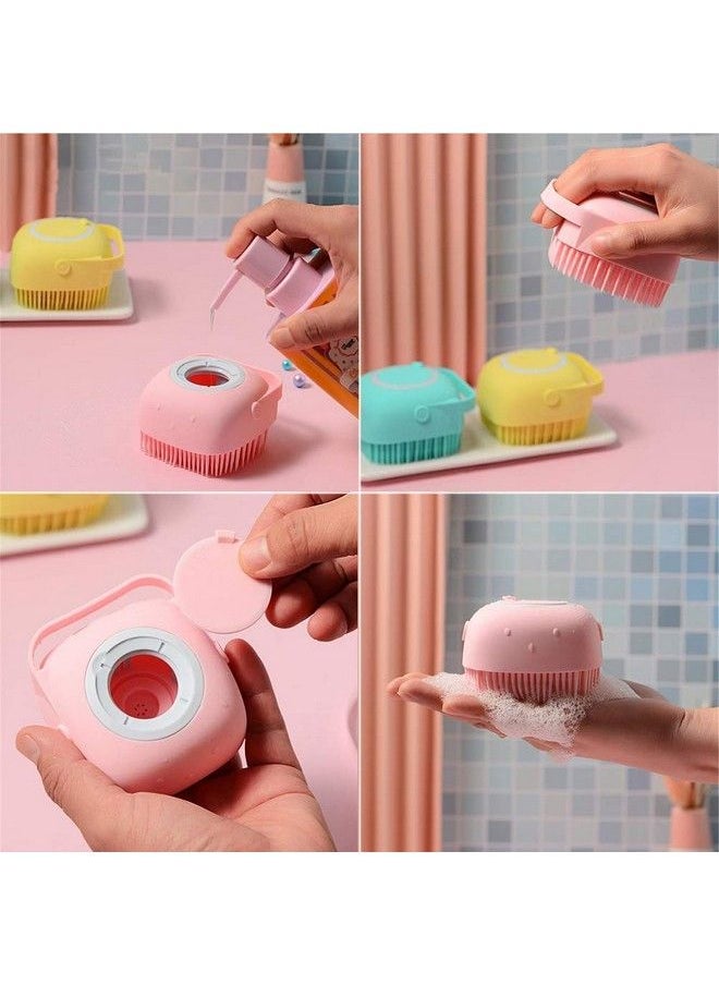 SAFERSKY ® 2 Pcs Combo Silicone Soft Cleaning Body Bath Brush With Shampoo Dispenser Back Scrubber Bath Brush Washer For Dead Skin Removal Gentle Massage Exfoliation For Kids Men & Women (Multi Color)  - Image 5