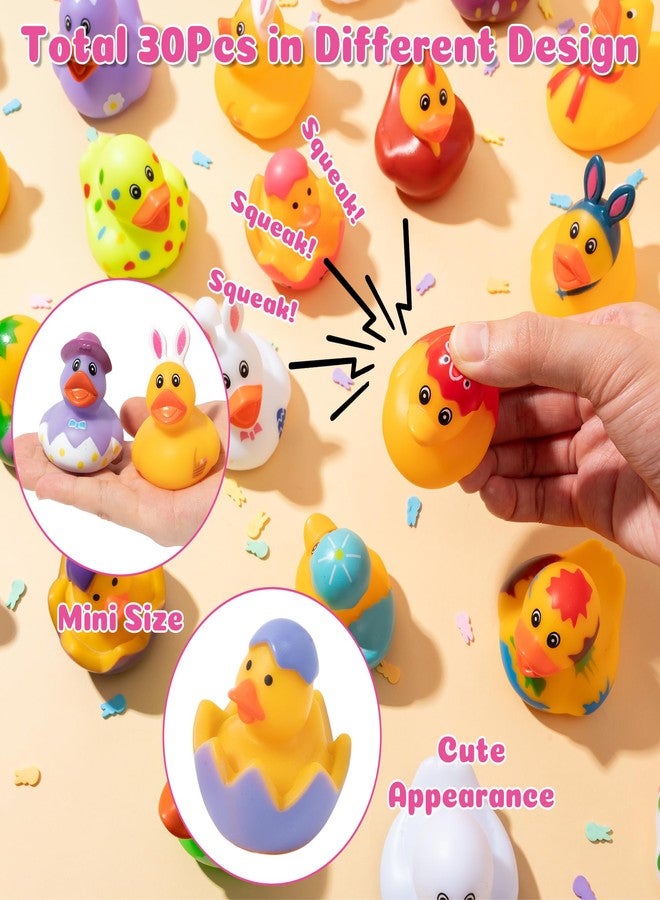Haooryx Easter Rubber Duck Toys - 30Pcs Novelty Rabbit Squeeze Duck Bulk Cute Assorted Duckies Bath Toy Bathtub Decoration for Baby Shower Easter Egg Hunt Game Prizes Birthday Gift Spring Party Favors - Image 3