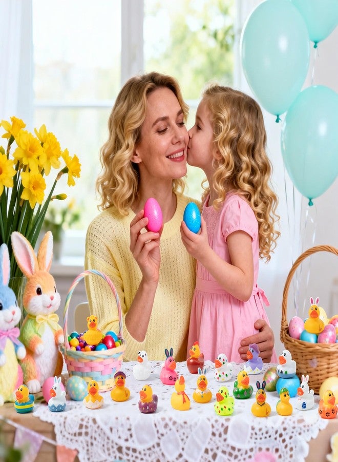 Haooryx Easter Rubber Duck Toys - 30Pcs Novelty Rabbit Squeeze Duck Bulk Cute Assorted Duckies Bath Toy Bathtub Decoration for Baby Shower Easter Egg Hunt Game Prizes Birthday Gift Spring Party Favors - Image 4