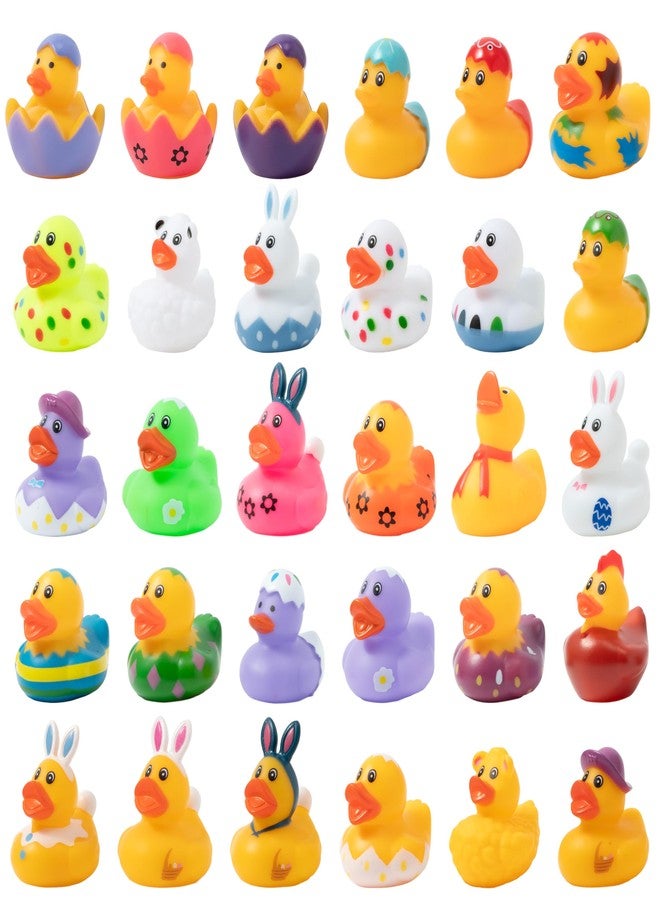 Haooryx Easter Rubber Duck Toys - 30Pcs Novelty Rabbit Squeeze Duck Bulk Cute Assorted Duckies Bath Toy Bathtub Decoration for Baby Shower Easter Egg Hunt Game Prizes Birthday Gift Spring Party Favors - Image 1