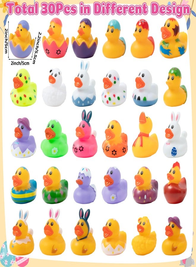 Haooryx Easter Rubber Duck Toys - 30Pcs Novelty Rabbit Squeeze Duck Bulk Cute Assorted Duckies Bath Toy Bathtub Decoration for Baby Shower Easter Egg Hunt Game Prizes Birthday Gift Spring Party Favors - Image 2