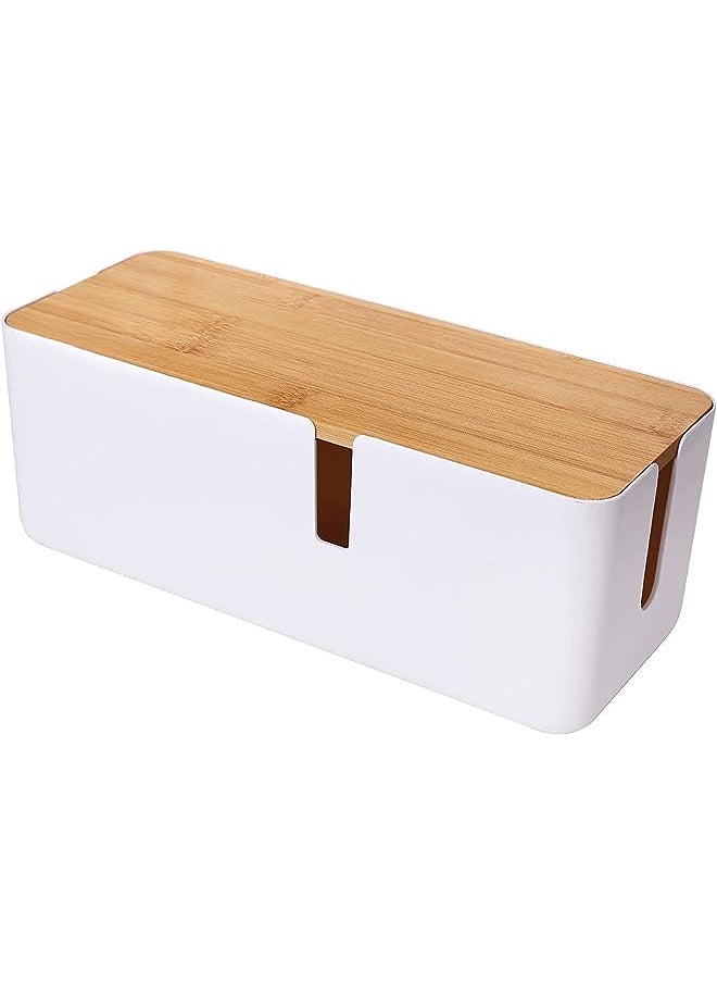 BELLSBERRY Cable Management Box, Cable organize Box with Bamboo Lid To Cover And Hide & Power Strips & Cords for TV Computer Wire Hiding  - Image 1