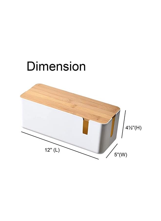 BELLSBERRY Cable Management Box, Cable organize Box with Bamboo Lid To Cover And Hide & Power Strips & Cords for TV Computer Wire Hiding  - Image 5