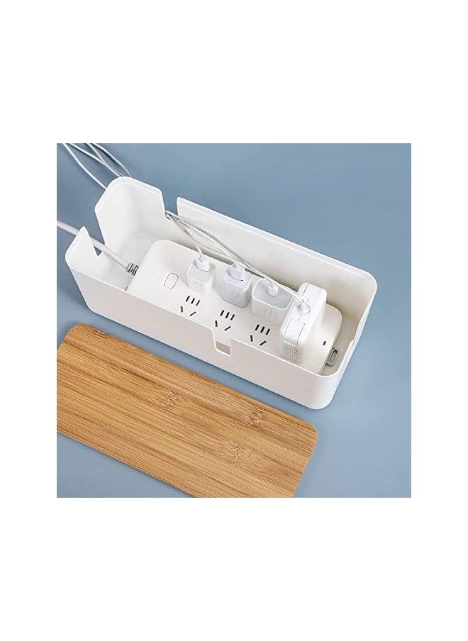 BELLSBERRY - Cable Management Box, Cable organize Box with Bamboo Lid To Cover And Hide & Power Strips & Cords for TV Computer Wire Hiding - Image 1