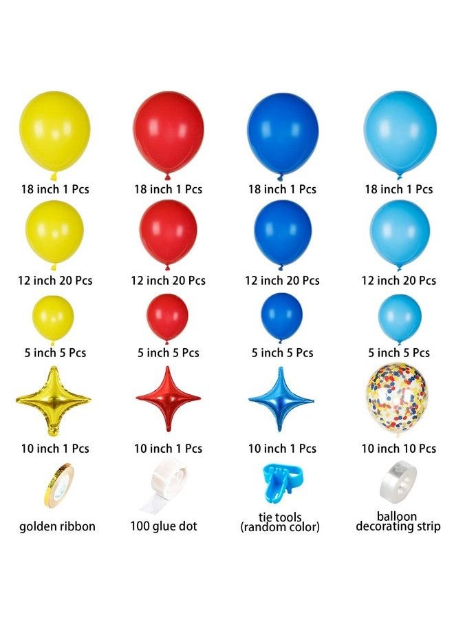 JOYYPOP - Carnival Circus Balloon Arch And Garland Kit With 117Pcs Red Blue Yellow Rainbow Latex Confetti Balloons Garland And Star Foil Balloons For Carnival Theme Birthday Party Decorations - Image 1