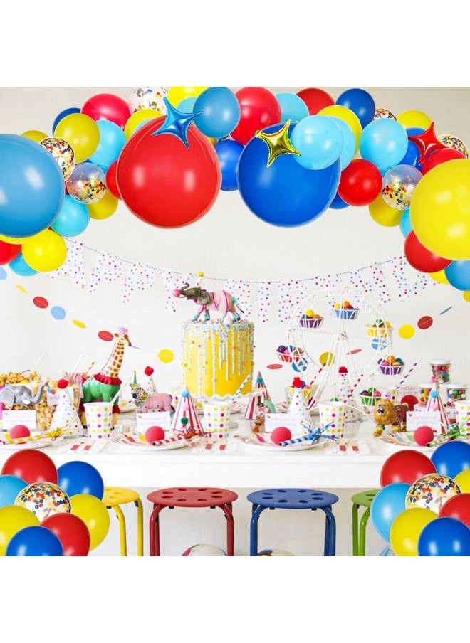 JOYYPOP - Carnival Circus Balloon Arch And Garland Kit With 117Pcs Red Blue Yellow Rainbow Latex Confetti Balloons Garland And Star Foil Balloons For Carnival Theme Birthday Party Decorations - Image 1